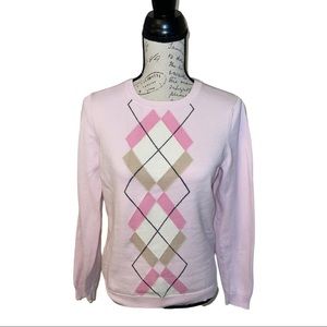 Izod Pink Argyle Crewneck Sweater